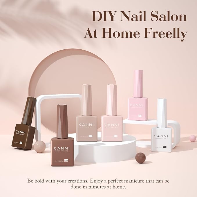 CANNI 9ML Gel Nail Polish Set 6 Nude Pink Shades UV LED Soak Off Gel Polish | Smooth Application • Highly Pigmented • Glossy Finish • Long-Lasting Wear • Nail Art • Salon DIY Manicure • Easy Application