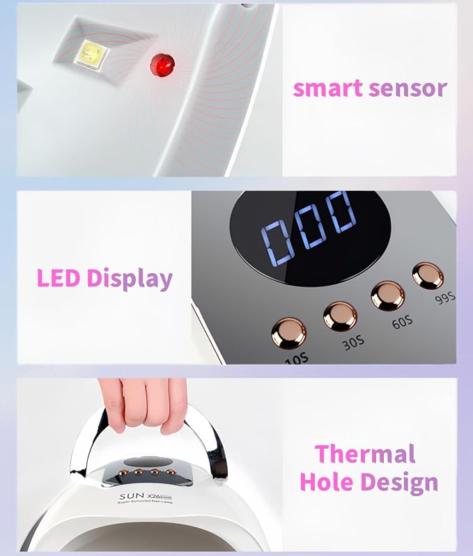 UV LED Nail Lamp with 81 Beads, 380W Nail Curing Lamps for Gel Polish with Automatic Sensor/4 Timer Setting,Led Nail Dryer, Professional Nail Art Drying Tools for Fingernail and Toenail