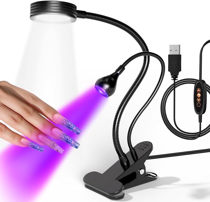 UV LED Nail Lamp Gooseneck Flash Cure Light for Gel Polish, Black