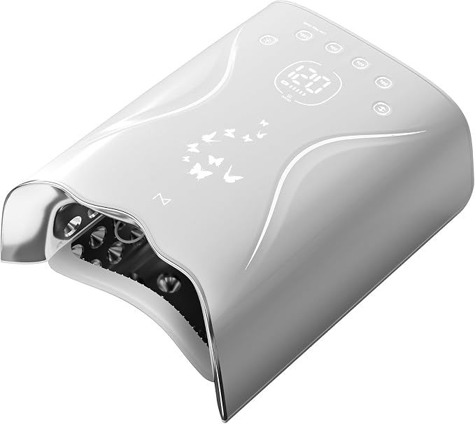 M Nova Cure Nail Lamp 115W UV LED, Professional Gel Nail Light, Fast Curing Lamp for Gel Polish Builder Gel Acrylic, 45 LED Beads, Smart Sensor Timer, Portable Salon Use – White