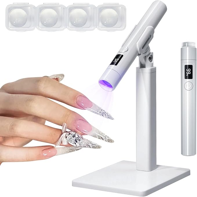 Mini UV Light for Nails,Portable Small Handheld UV Light for Gel Nail,Cordless Rechargeable Flash Cure Lamp,Squish Pen Gel Lamp with Stand for Home/Manicure/Salon,Nail Supplies/Tools/Accessories