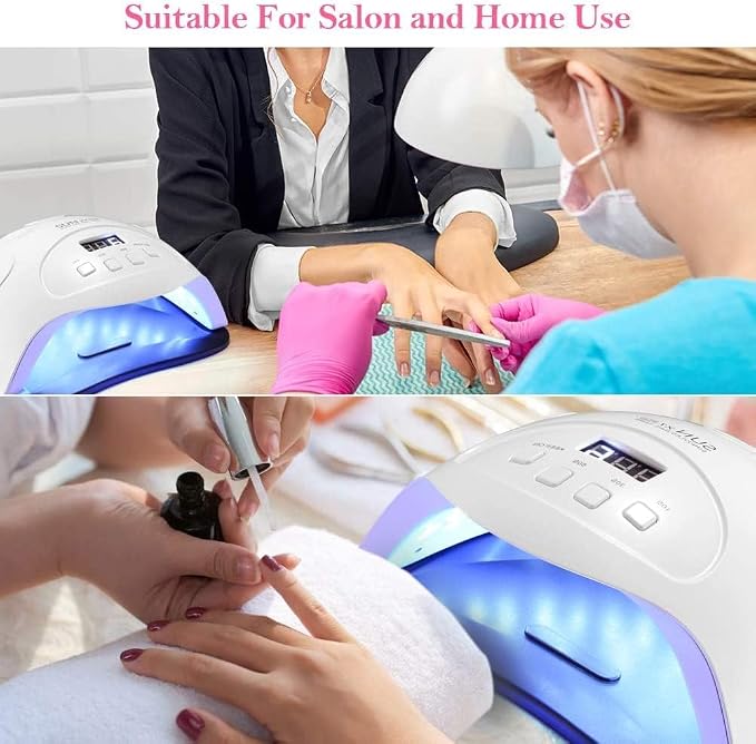 UV LED Gel Nail Lamp, 90W Nail Dryer LED Nail Light for Gel Polish-4 Timers Professional Upgraded Curing Lamp Nail Art Accessories, Dual Curing Gel Toe Nails,White