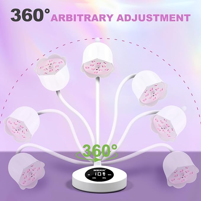MEKK Flash Cure Nail Lamp,30W Cordless Mini UV Light for Gel Nails | Gooseneck, auto sensor, 4 timers (10/30/60/90s), portable, USB-C, single nail curing, salon & home, white