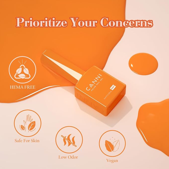 CANNI 9ml Gel Nail Polish 6 Orange Shades Set, UV LED Soak Off Gel Polish | HEMA-Free Formula • Self-Leveling Application • Glossy Finish • Sunset Inspired Tones • Salon & DIY Use • Highly Pigmented