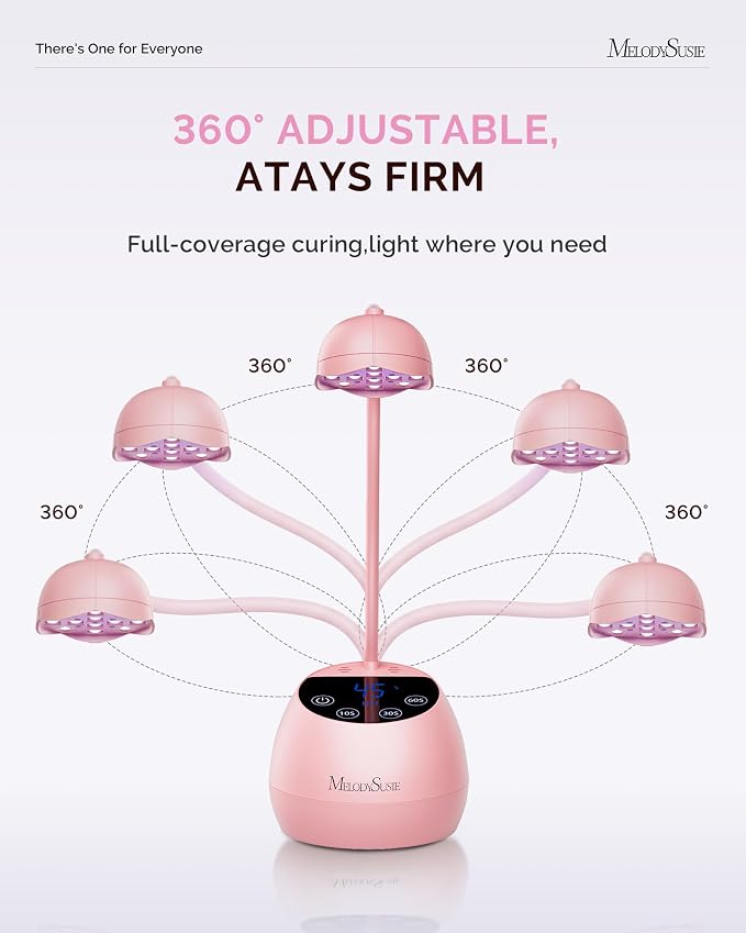 MelodySusie Gooseneck Cordless UV Nail Lamp P-ArtM2 Light for Nail Tips | 360°Angle,Rechargeable Fast Curing,4 Timers Cures,12W,1500mAh,Rhinestone Glue,Cat Eye,Solid Nail Glue Gel,for DIY at Home