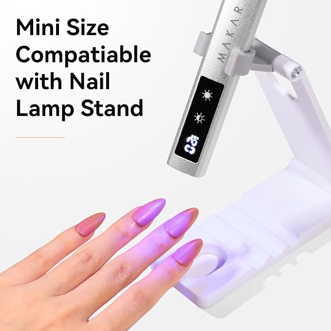 Makartt Handheld UV Nail Lamp with Painless Mode for Curing Builder Gel | 800mAh Rechargeable UV Light for Gel-X Nail Tips Portable Nail Lamp with LCD Display & 3 Timers Home DIY & Salon, Sliver