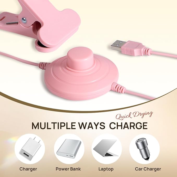 AORAEM UV LED Nail Lamp, Quick Drying UV Light for Gel Nails | LED Nail Cure Lamp, Flash Cure Light with Gooseneck and Clamp for Gel Nails, Foot Control, Pink