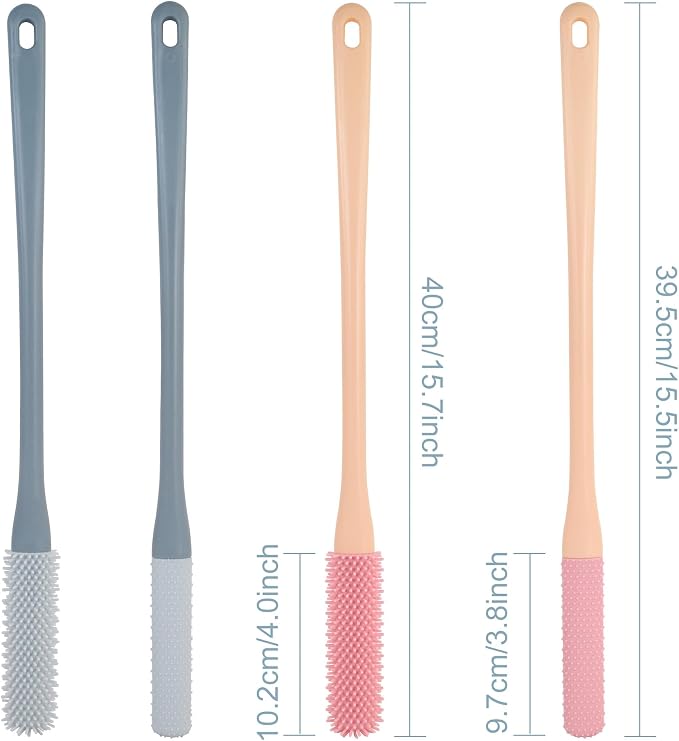OWIIZI Toe Cleaning Brush 15.7" Foot Scrubber in Shower with Long Handle Silicone Gap Brush Between Toes Cleaner Soft Feet Care Scrub for Seniors,Elderly, Men and Women- 2Pack | 15.7" foot Scrub brush,Gap Brush Between Toes Cleaner,Anti-Itch,Exfoliatin...