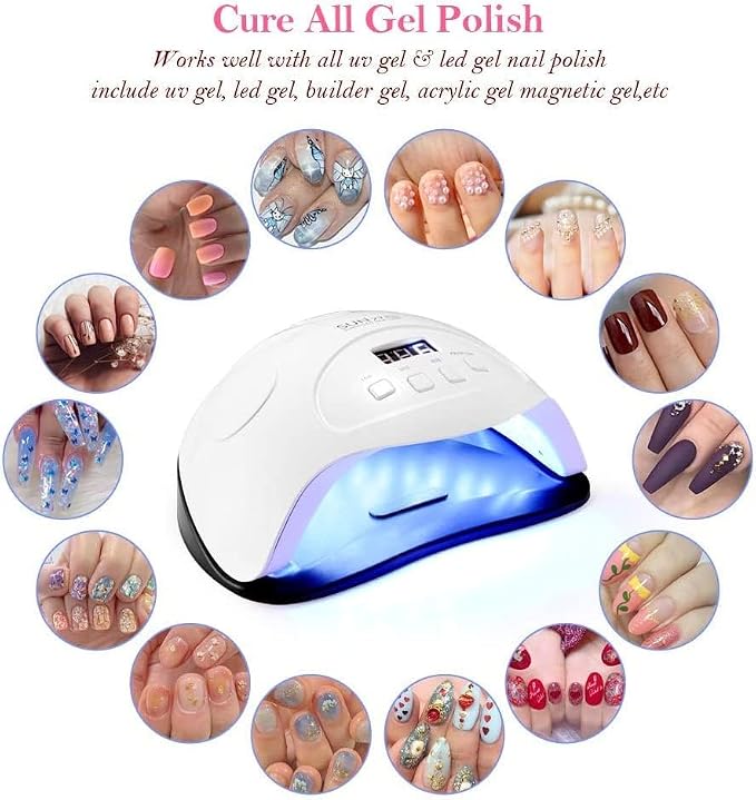UV LED Gel Nail Lamp, 90W Nail Dryer LED Nail Light for Gel Polish-4 Timers Professional Upgraded Curing Lamp Nail Art Accessories, Dual Curing Gel Toe Nails,White