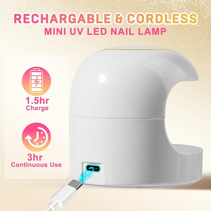 MEKK Mini Nail Lamp, 18W Cordless Single Finger UV Light for Gel Nails | Flash Cure, Portable for Travel/Home, UV Light for Detail Work, Auto-Sensor 4 Timers, Ideal for Beginners & Pros-White