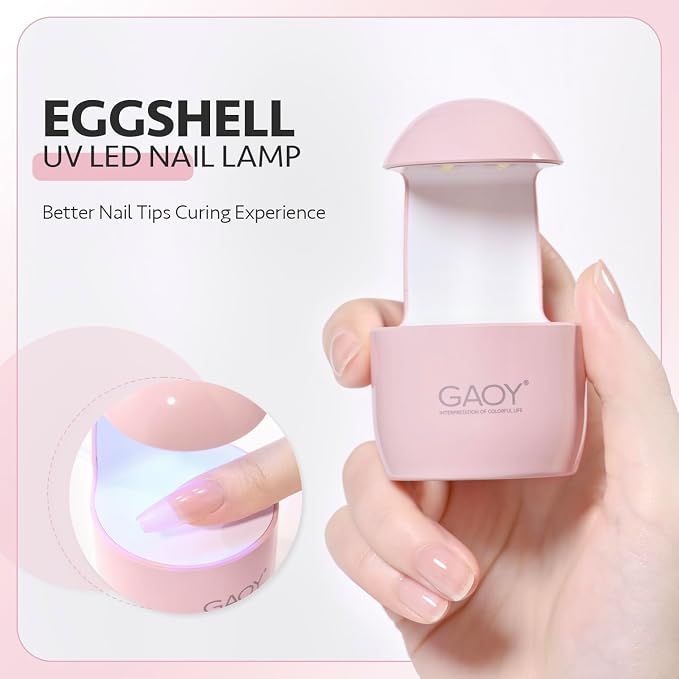 GAOY Mini UV Light for Gel Nails, Small LED Nail Lamp, Fast Curing, Pink | Portable Travel Manicure, Perfect for Nail Tips & Quick Repairs, DIY Nail Art, USB-C Powered