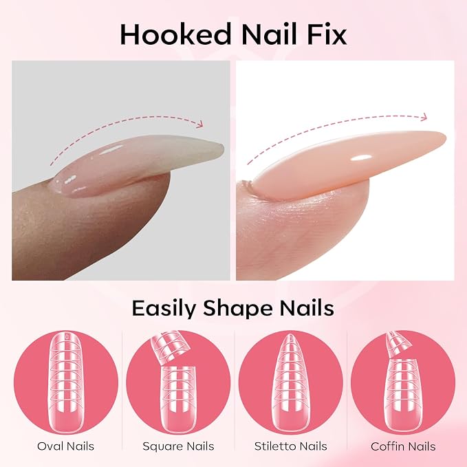 Modelones Poly Gel Nail Kit 3 Colors Clear White Apricot with Slip Solution | Dual Nail Forms Top Base Coat Extension Builder Gel Polygel Toenail Kit DIY Nail Art Salon Use