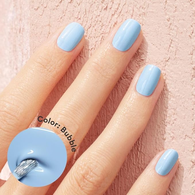Manucurist Green Flash Bubble Pastel Blue LED Gel Nail Polish | LED Gel Polish & Semi-Permanent Nail Varnish, UV Nail Lamp - 12-Free, Bio-Sourced, Vegan, Made in France, 0.5 fl oz