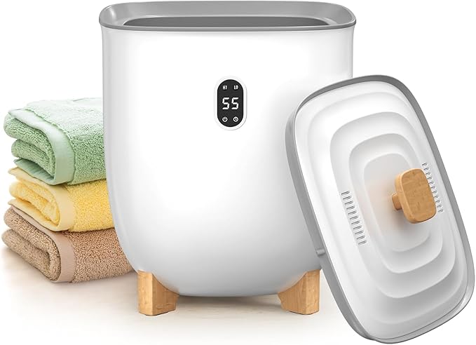 Electactic 25L Towel Warmer,Large Towel Warmers for Bathroom,Hot Towel Warmers Bucket with 2 Heating Modes,Auto Shut-Off,LCD Screen,Fits 2 Blankets,Bathrobes, for Gift, White