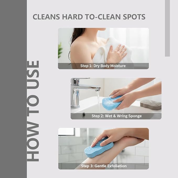 Magic Exfoliating Bath Sponge & Scalp Massager Set (2 Sponges, 1 Scrubber), Body Scrubber & Silicone Scalp Brush for Deep Cleansing, Dandruff Care & Relaxation