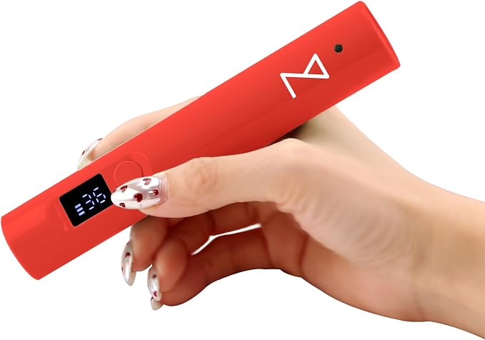M - GlamCure GO Nail Flash Cure Lamp with Focus Beam Technology, Touch Screen - LED & UV Nail Light - Curing Lamp for Gel Nails, Acrylic, Builder - Both Portable & Adjustable (Red)
