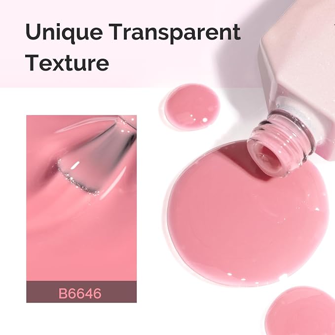 MelodySusie Jeweliver Jelly Gel Nail Polish, 0.5Fl.oz Dreamy Nude Pink Gel Polish Soak Off UV LED Light Cure Gift for Women Manicure Nail Art DIY at Home B6646