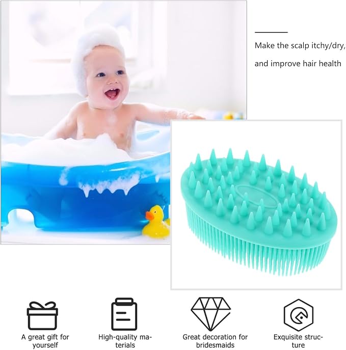 HEALLILY Silicone Body Bath Brush Cap Brush Soft Hair Massage Brush Hair Scalp Massager for Newborns Toddlers Kids Shower