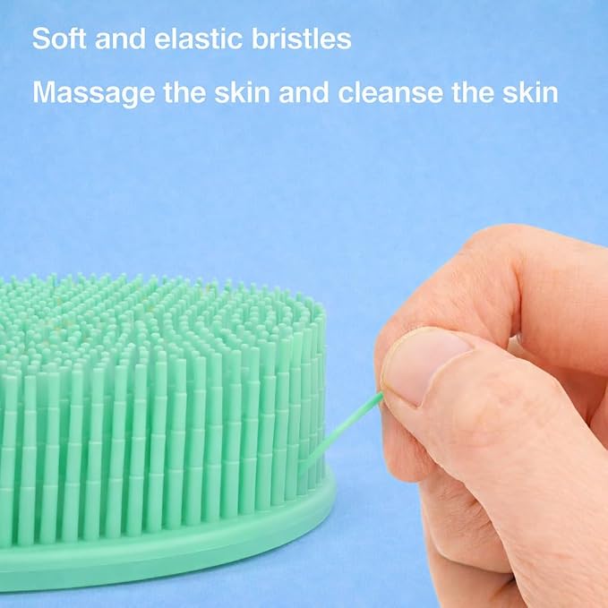 All-in-One Exfoliating Shower Brush – Gentle Silicone Loofah for Sensitive Skin with Dual-Purpose Scalp Massage for Spa-Quality Showers Daily (1pck) (Green)