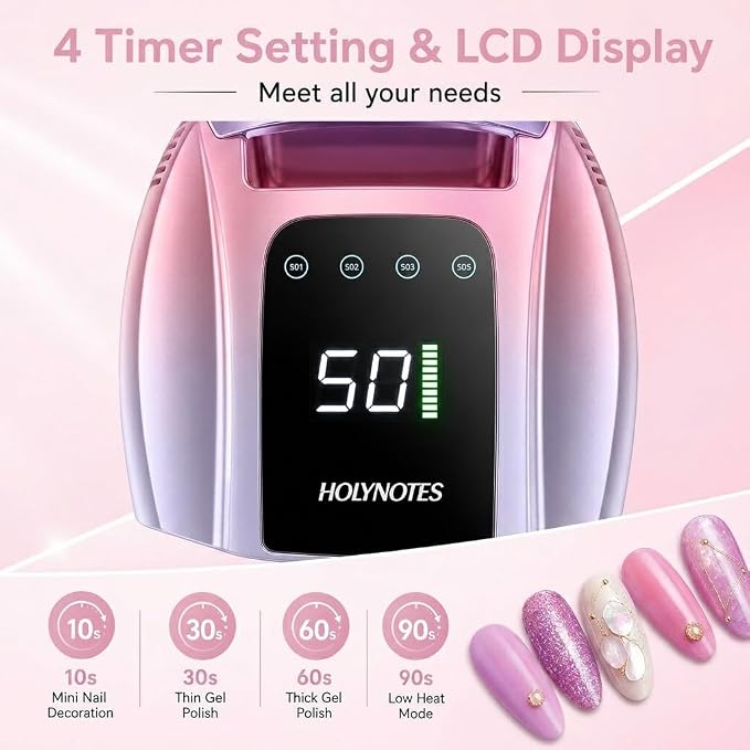 UV Nail Lamp, 96W Cordless Professional Rechargeable UV LED Portable Lamp, 4 Timer Setting and Smart Sensor Gel Nail Dryer, Ideal for Training, Nail Art Practice, Home & Salon