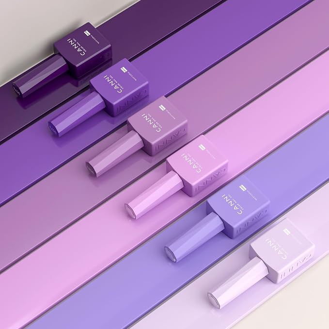 CANNI 9ML Gel Nail Polish Set, 6 Purple Shades UV LED Soak Off Gel Polish | Smooth Application • Highly Pigmented • Glossy Finish • Long-Lasting Wear • Nail Art • Salon DIY Manicure • Easy Application