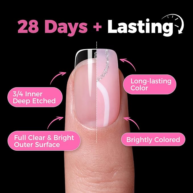 UNA GELLA Gel Nail Tips Square Short, 15 Sizes Short Square Press on Nails | Pre Etched 300pcs Soft Gel Fake Nails Full Cover for Nail Extension Home DIY Salon for Flat & Curved Nail Beds