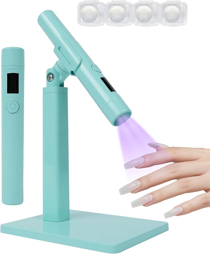 Mini UV Light for Nails,Portable LED Flash Cure Lamp for Gel X Polish, Small Handheld Magnetic Uv Pen for Single Finger, Nail Curing Lamp with Stand for Starter Salon DIY/Home Manicure/Travel