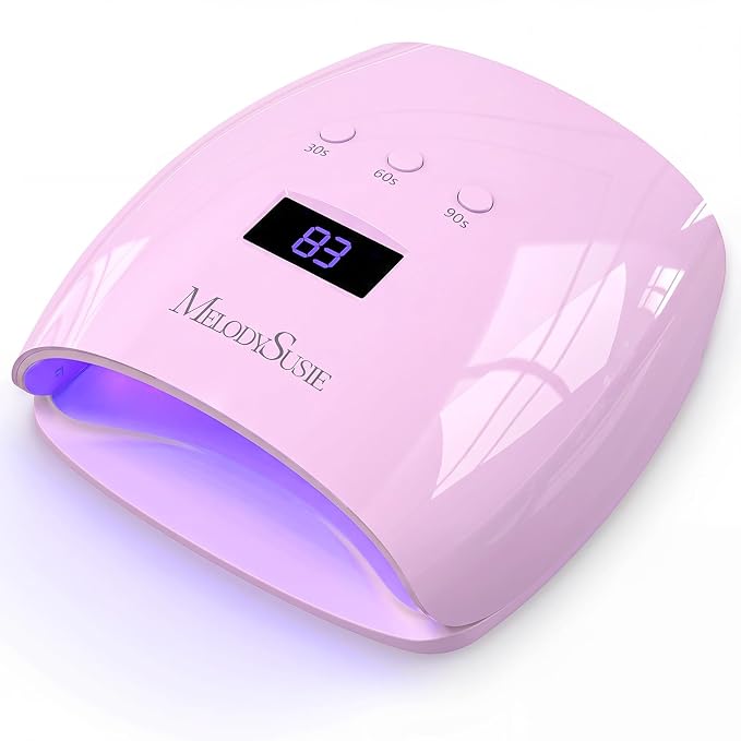 MelodySusie Detachable Base UV/LED Nail Lamp P-Plus30I for Hard Gel | 54W, 3 Timer Settings, Smart Sensor, LCD Display, 30 UV/LED Beads, Rhinestone Glue, Solid Nail Glue Gel, Liner Gel, Purple