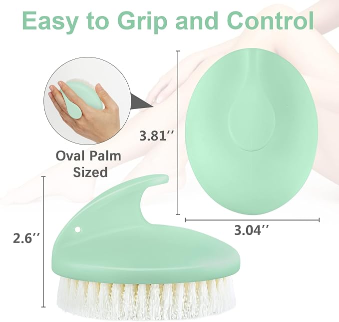 Dry Brushing Body Exfoliating Brush, Anti Slip Body Scrubber for Shower, Shower Body Cleaning Brush for Deep Cleansing & Soften Skin, Improve Circulation (Green)