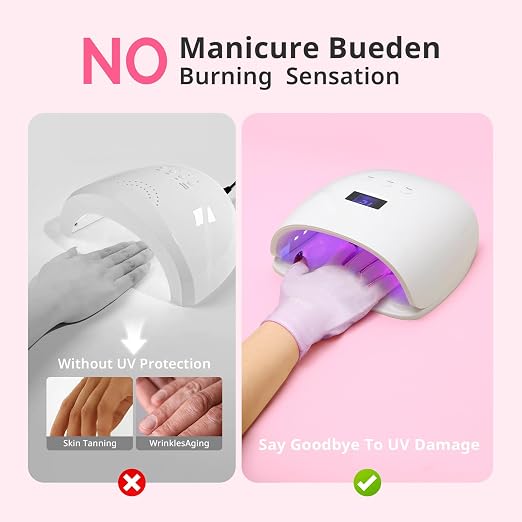 AIRSEE UV Gloves for Nail Lamp,Professional UPF50+ UV Protection Gloves for Manicures Nail Art,Fingerless Gloves That Shield Skin from The Sun and Nail Lamp (Purple)