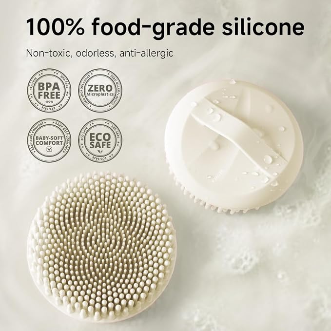Silicone Body Scrubber for Shower - Food-Grade Ultra-Soft Silicone Body Scrubber exfoliator for Women Bath & Massage, Easy-to-Grip, Deep Clean & Relaxing Body Brush