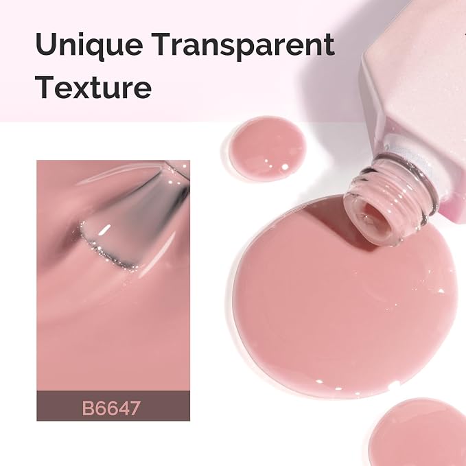 MelodySusie Jeweliver Jelly Gel Nail Polish, 0.5Fl.oz Clear Sheer Pink Gel Polish Soak Off UV LED Light Cure Gift for Women Manicure Nail Art DIY at Home B6647
