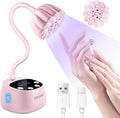JODSONE Fast Curing U V Nail Lamp - Portable and Flexible Gooseneck Lamp with 360° Adjustable Design, Rechargeable LED Dryer for Gel Polish, Auto Sensor & 4 Timers, Home DIY Manicure Light Rose Pink