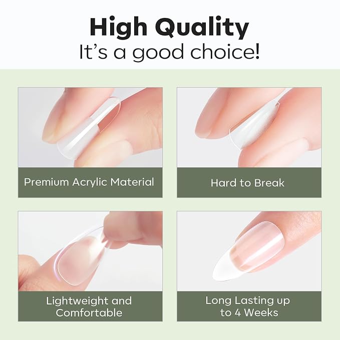 Modelones Long Coffin Guiding Line Nail Tips Soft Gel Fake Nails False Full | Acrylic Clear Full Cover Press on Extension Kit Gel Manicure DIY at Home 216PCS 12Sizes