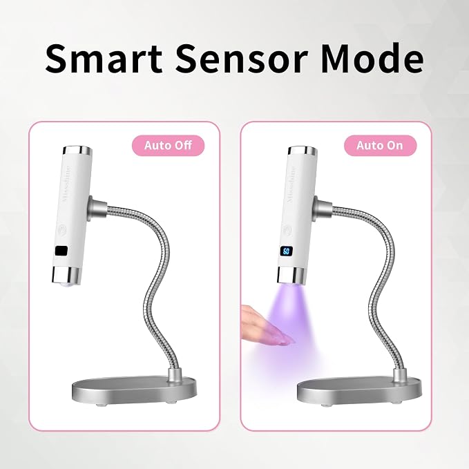Missshine UV Light for Nails Handheld Cordless Nail Lamp,Rechargeable Nail Dryer with LED Display,Fast Curing Goosenecks Lamp with Auto Sensor DIY at Home (White)