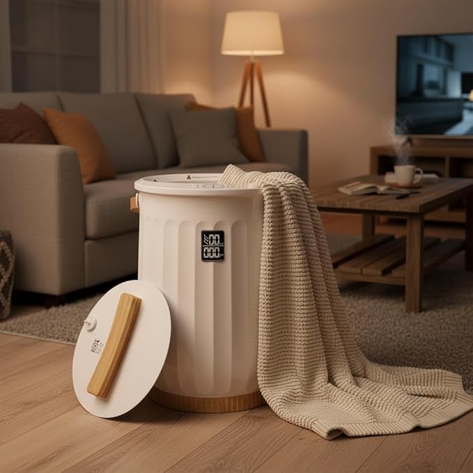 20L Towel Warmer for Bathroom, Heated Towel Bucket with 4 Timer Settings & Auto-Off, Fast Heating Blanket Warmer for Home, Fits Towels, Bathrobes, Blankets, Ideal for Spa & Gifts, White