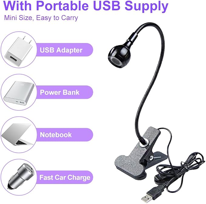 USB 3W LED UV Ultraviolet Phone Glue Curing Lamp,UV Led Nail Lamp for Gel Nails,Portable Clamp Flexible Desk Lamps for Mobile Repair,Plug and Play Black | UV Ultraviolet Phone Glue Curing Lamp,Portable Clamp Flexible Desk Lamps for Mobile Repair,Plug a...