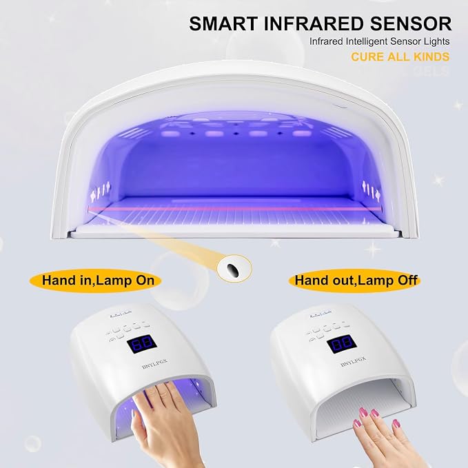 UV Light for Nails, Cordless UV Nail Lamp for Salon & Home | 66W Rechargeable LED Nail Dryer with 5 Timer Setting Auto Sensor Fast Nail Light Curing Lamp, White