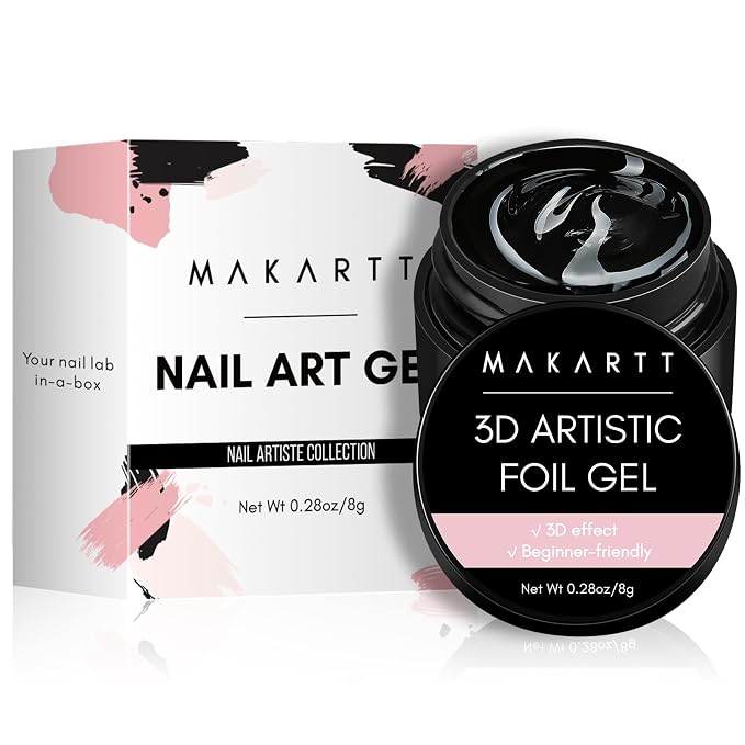 Makartt 3D Nail Gel: Nail Foil Glue Transfer Gels 8g for Partial Transfer | Linear, Shell, Ripple & Painting Art Designs, UV LED Lamp Required, DIY Salon Home Gift