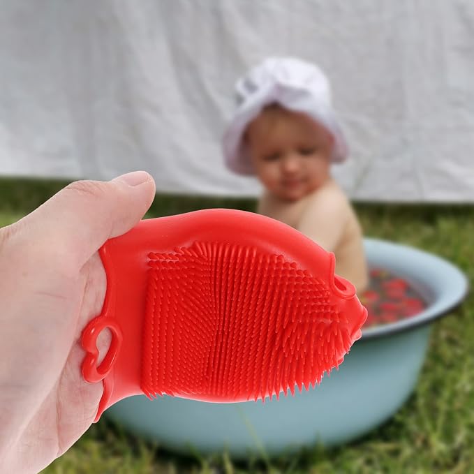 Beaupretty Baby Silicone Shampoo Brush with Soft Scalp Massager and Ergonomic Grip Gentle Exfoliating Bath Shower Brush for Kids Hair Care and Relaxing Scalp Massage