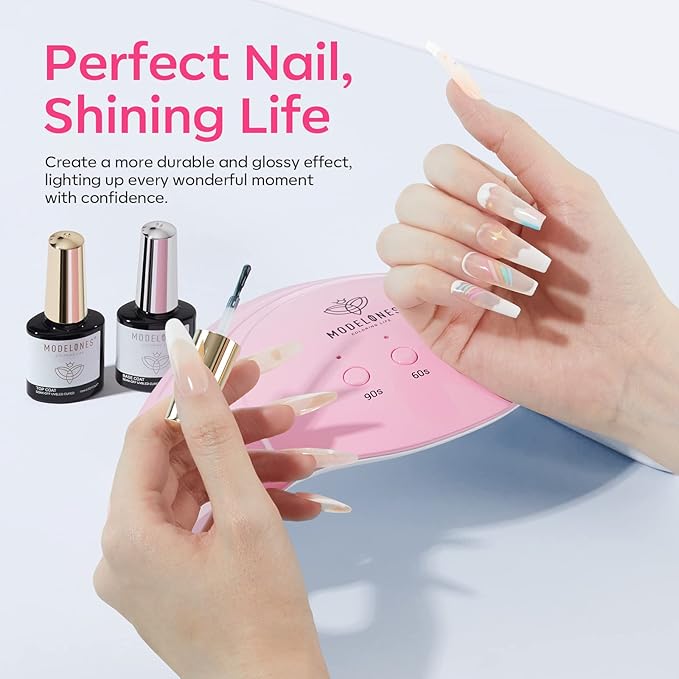 Modelones UV Nail Lamp 48 W Nail Dryer with 3 Timer Settings | UV Light for Gel Nails LED Nail Lamp Professional UPF99+ UV Protection Gloves for Art Manicure