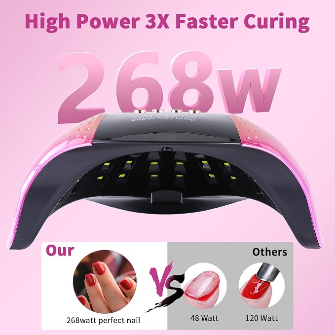 268W UV LED Nail Lamp | Fast Curing, 57Pcs Lamp Beads, 4 Timers