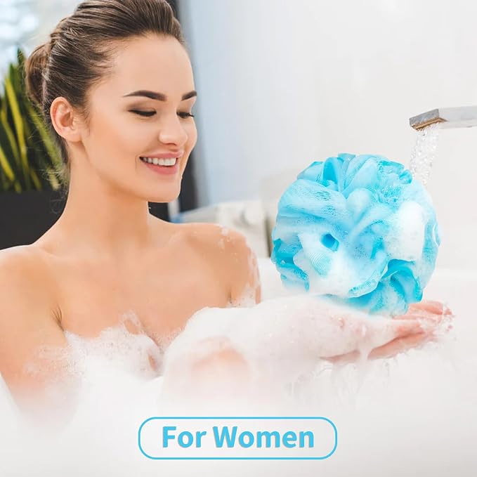 BCKENEY Bath Loofah Shower Sponge Body Back Scrubber Soft Mesh Shower Puffs Exfoliating Loofa for Women & Men Bath Accessories Cleaning Tool (4Pack 60G Loofah Sponge, Forest Fairy)