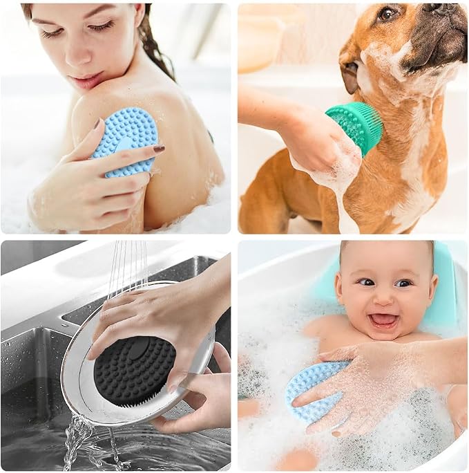 Silicone Body Scrubber,Loofah Exfoliating Body Scrubber,Bath Brush,Set of 3 Soft Body Scrubber,Deep Pore Cleansing,Long Lasting and Durable,Bristles Suitable for Sensitive Skin and Scalp
