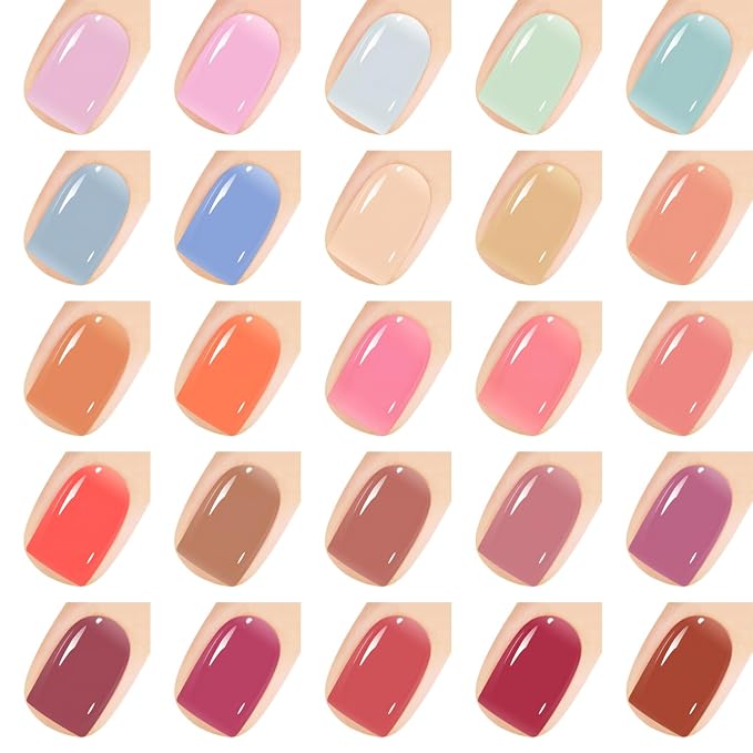 Vishine Gel Nail Polish Starter Kit with UV LED Nail Lamp, 45ColorSheer Milky Pink Jelly Nude Transparent Gel Polish, Top Coat, Base Coat & Matte Top Coat with Essential Nail Art Manicure Tools Set