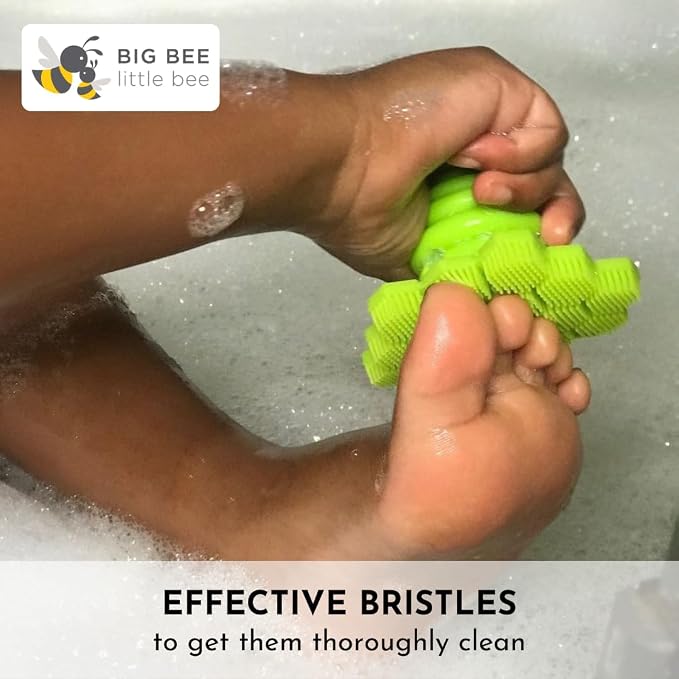 Big Bee, Little Bee - Kids Original ScrubBEE, 100% Silicone Childrens Bath Scrubber, Promotes Effective Independent Hand & Body Washing, As Seen on Shark Tank (Hibiscus)