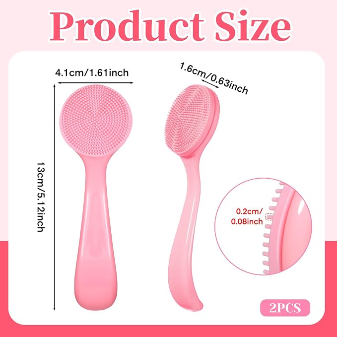 2 Pack Silicone Face Scrubber Manual Face Brush Skin Friendly Facial Cleansing Brush Exfoliator Cleanser Soft Brushes Waterproof Faces Wash Brushes Exfoliating Brushs for Blackheads Makeup Removal