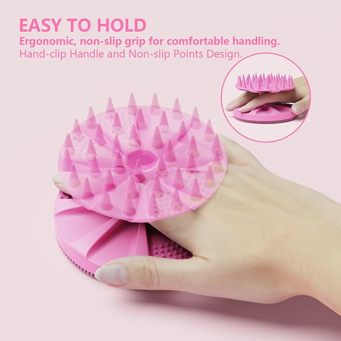 2 in 1 Shower Brush, BEAUTAIL Silicone Body Scrubber & Scalp Massager | Dual-Sided Bath Brush for Deep Cleansing & Dandruff Removal, Gentle Exfoliator for Sensitive Skin, Women, Men & Kids (Lilac)