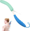 Back Scrubber for Shower,15.35"Curved Body Brush with Anti Slip Long Handle | Long Back Scrubber for Men & Women, Skin Exfoliating Curved Back Scrub Brush, Removable Long Handle Mesh Sponge Back Washer