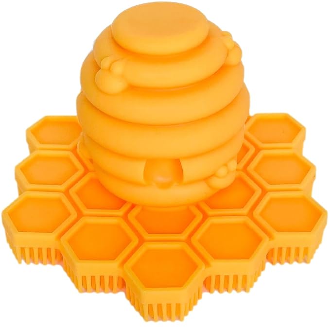 Big Bee, Little Bee - Kids Original ScrubBEE, 100% Silicone Childrens Bath Scrubber, Promotes Effective Independent Hand & Body Washing, As Seen on Shark Tank (Marigold)